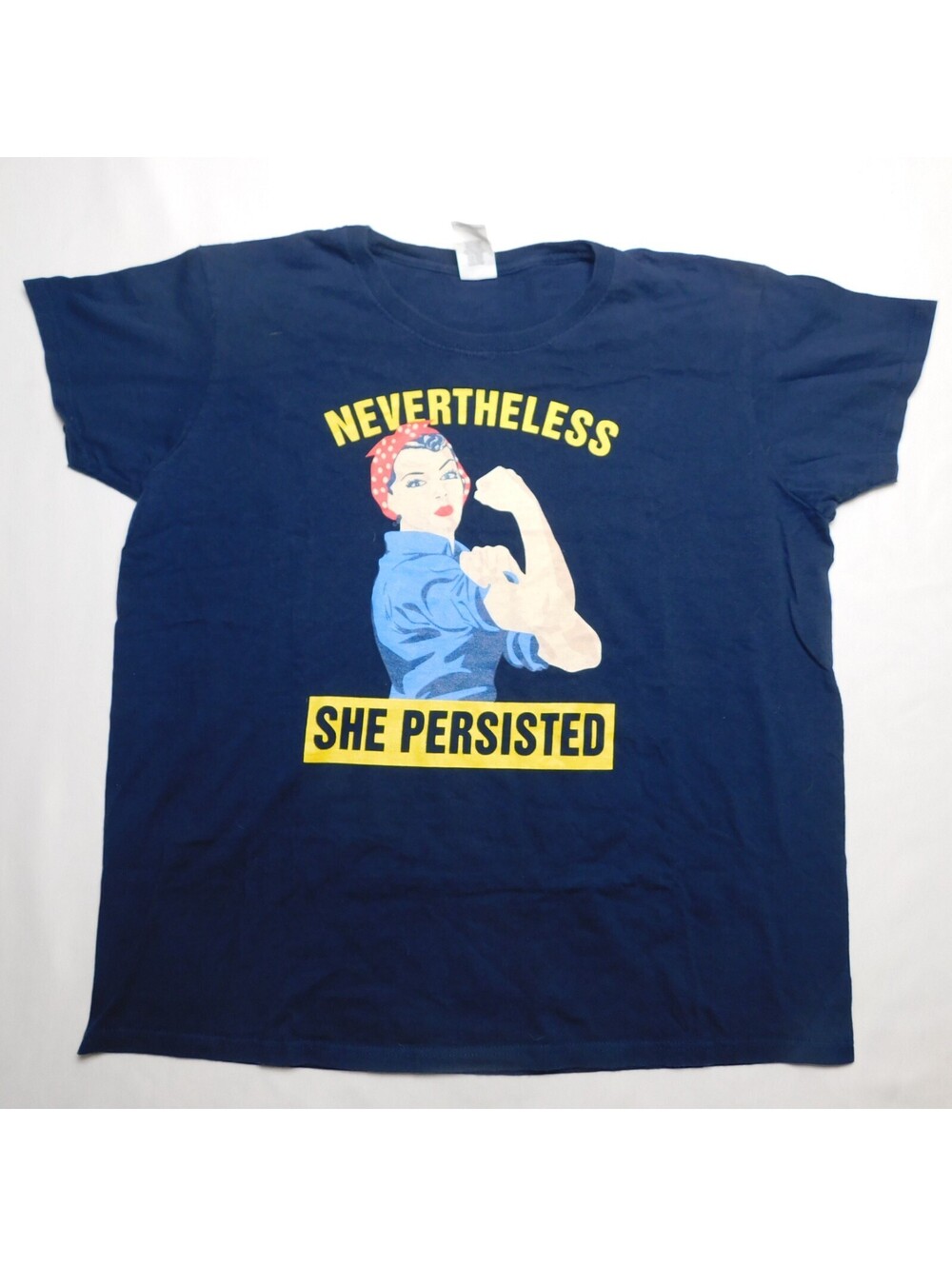 Gildan Ultra Cotton Womens Large L Navy Blue Shirt Nevertheless She Persisted Gr
